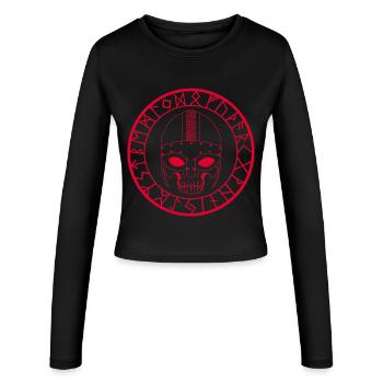 Wikinger Schädel (Rot) - Frauen Slim Fit Langarmshirt - Schwarz - Vorne - AI Model Female 172 light (172cm)