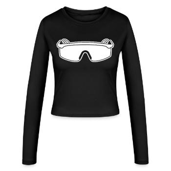 80er Sonnenbrille - Frauen Slim Fit Langarmshirt - Schwarz - Vorne - AI Model Female 172 light (172cm)