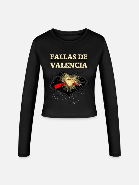 Fallas de Valencia Explosions - Frauen Slim Fit Langarmshirt - Schwarz