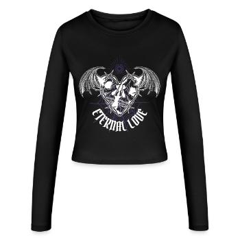 Crâne gothique amour éternel - Manches longues slim fit Femme - noir - Devant - AI Model Female 172 light (172cm)