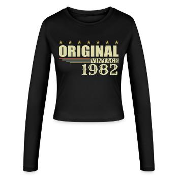 1982 Anniversaire 1982 - Manches longues slim fit Femme - noir - Devant - AI Model Female 172 light (172cm)