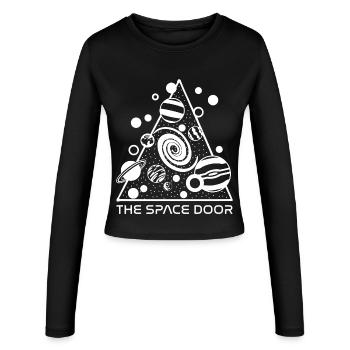 Eine Tür zum Weltraum - Frauen Slim Fit Langarmshirt - Schwarz - Vorne - AI Model Female 172 light (172cm)