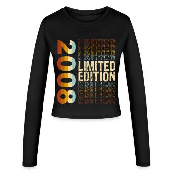 Limited Edition 2008 FarbEdition Grafikprint 18. - Frauen Slim Fit Langarmshirt - Schwarz - Vorne - AI Model Female 172 light (172cm)