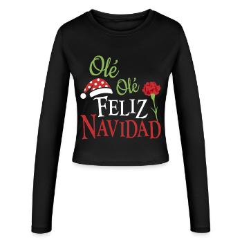 Ole Ole Joyeux Noël - Manches longues slim fit Femme - noir - Devant - AI Model Female 172 light (172cm)