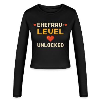 Wife Level Unlocked Funny Gamer Nerd - Women's Slim Fit Longsleeve - black - Front - AI Model Female 172 light (172cm)