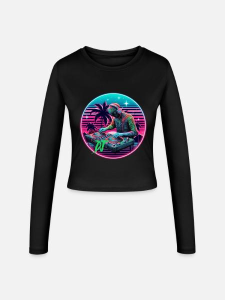 DJ - Frauen Slim Fit Langarmshirt - Schwarz