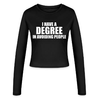 Diplômé(e) en évitement des gens - Manches longues slim fit Femme - noir - Devant - AI Model Female 172 light (172cm)