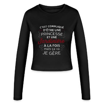 Prinzessin Gardener – Es ist kompliziert, aber ich schaffe das - Frauen Slim Fit Langarmshirt - Schwarz - Vorne - AI Model Female 172 light (172cm)