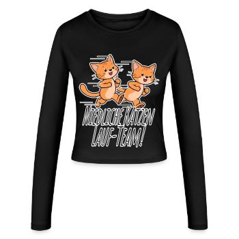 Équipe de course des chats mignons ! - Manches longues slim fit Femme - noir - Devant - AI Model Female 172 light (172cm)