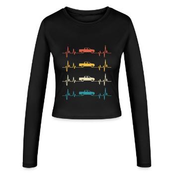 Pick-up Retro-Heartbeat-Geländewagen - Frauen Slim Fit Langarmshirt - Schwarz - Vorne - AI Model Female 172 light (172cm)
