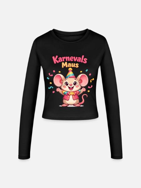 Karnevalsmaus Kölsche Mädsche – Kölle Alaaf - Frauen Slim Fit Langarmshirt - Schwarz