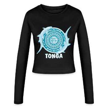 Requin nourrice des Tonga - Manches longues slim fit Femme - noir - Devant - AI Model Female 172 light (172cm)