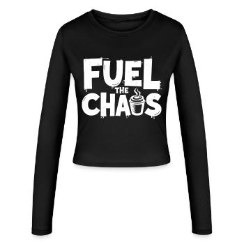 Fuel the Chaos Kaffee Spruch für Rebellen - Frauen Slim Fit Langarmshirt - Schwarz - Vorne - AI Model Female 172 light (172cm)