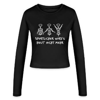 Corkscrew Workout – Funny Beer Saying - Women's Slim Fit Longsleeve - black - Front - AI Model Female 172 light (172cm)