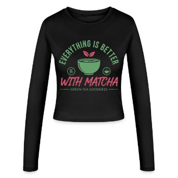 Everything Is Better With Matcha Green Tea - Frauen Slim Fit Langarmshirt - Schwarz - Vorne - AI Model Female 172 light (172cm)