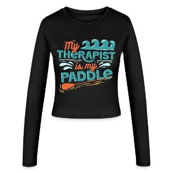 Stand Up Paddle - Frauen Slim Fit Langarmshirt - Schwarz - Vorne - AI Model Female 172 light (172cm)