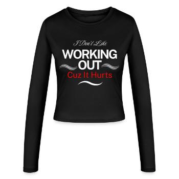 Je n’aime pas faire du sport parce que ça fait mal - Manches longues slim fit Femme - noir - Devant - AI Model Female 172 light (172cm)