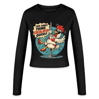 Poulet Danse à la Barre Humour Décalé - Frauen Slim Fit Langarmshirt - Schwarz - Vorne - AI Model Female 172 light (172cm)