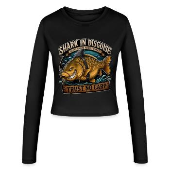 Hai in Verkleidung – Trust No Carp Lustiges Design - Frauen Slim Fit Langarmshirt - Schwarz - Vorne - AI Model Female 172 light (172cm)