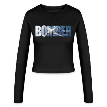 Bomber Tu-160 - Frauen Slim Fit Langarmshirt - Schwarz - Vorne - AI Model Female 172 light (172cm)