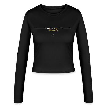 Repoussez vos limites — Conception de mentalité disciplinaire - Manches longues slim fit Femme - noir - Devant - AI Model Female 172 light (172cm)