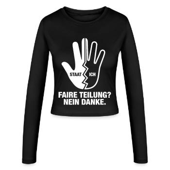 Partage équitable Non merci - Manches longues slim fit Femme - noir - Devant - AI Model Female 172 light (172cm)