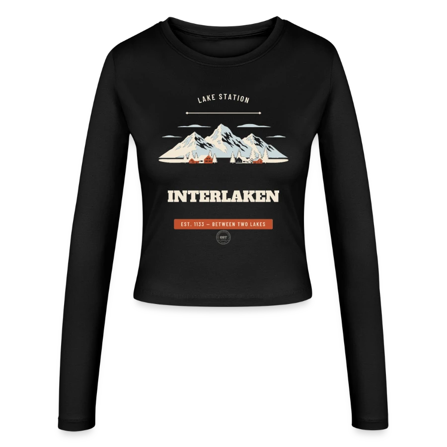 Interlaken badge on a women's slim fit longsleeve, black