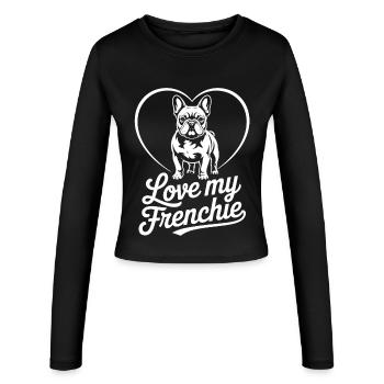 Love My Frenchie Heart Bulldog - Manches longues slim fit Femme - noir - Devant - AI Model Female 172 light (172cm)