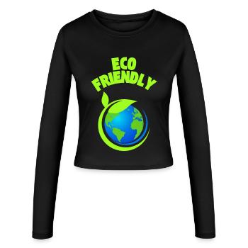 Graphique Éco Leaf Earth - Manches longues slim fit Femme - noir - Devant - AI Model Female 172 light (172cm)