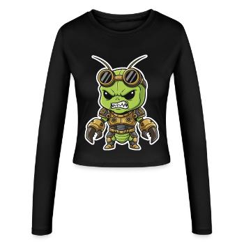 Extraterrestre Steampunk Guerrier Armure Laiton - Manches longues slim fit Femme - noir - Devant - AI Model Female 172 light (172cm)