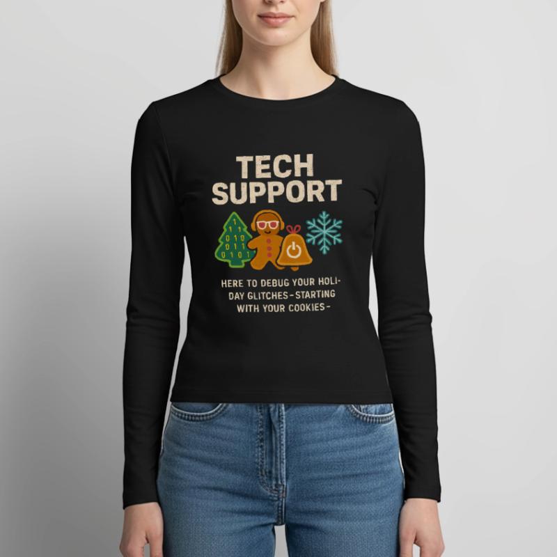 Admin Weihnachtsgeschenk IT Support Debugging Frauen Slim Fit Langarmshirt