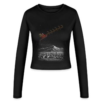 Sternen-Schlittenfahrt im Winterschnee - Frauen Slim Fit Langarmshirt - Schwarz - Vorne - AI Model Female 172 light (172cm)