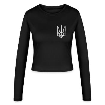 Ukraine Trident - Manches longues slim fit Femme - noir - Devant - AI Model Female 172 light (172cm)