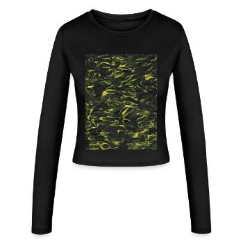 Jaune dans l’obscurité (peinture acrylique) - Manches longues slim fit Femme - noir - Devant - AI Model Female 172 light (172cm)
