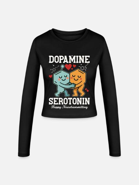 Dopamin-Serotonin-Umarmungsdesign - Frauen Slim Fit Langarmshirt - Schwarz