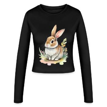 Lapin mignon - Manches longues slim fit Femme - noir - Devant - AI Model Female 172 light (172cm)