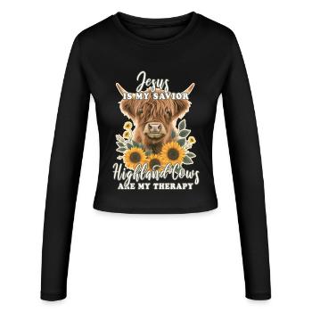 Highland Cattle Vers Chrétiens - Manches longues slim fit Femme - noir - Devant - AI Model Female 172 light (172cm)