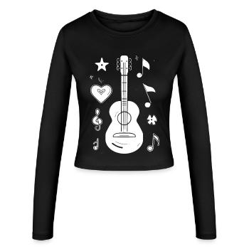 Dessin de ukulélé - Manches longues slim fit Femme - noir - Devant - AI Model Female 172 light (172cm)