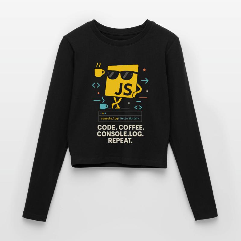 Code Coffee Console.log Repeat JavaScript Programm Frauen Slim Fit Langarmshirt