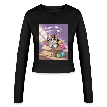 Forever Home Kitten in Box - Women's Slim Fit Longsleeve - black - Front - AI Model Female 172 light (172cm)