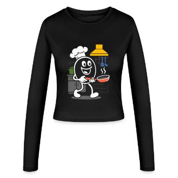 Ribbo als Koch – Lustige Küchen- und Kochszene - Frauen Slim Fit Langarmshirt - Schwarz - Vorne - AI Model Female 172 light (172cm)