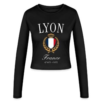 Marseille France Coat of Arms Crown – Travel Souvenir - Women's Slim Fit Longsleeve - black - Front - AI Model Female 172 light (172cm)
