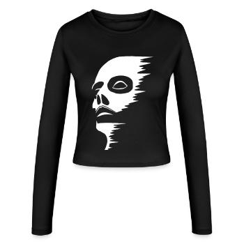 Geisterhaftes Gesicht - Frauen Slim Fit Langarmshirt - Schwarz - Vorne - AI Model Female 172 light (172cm)