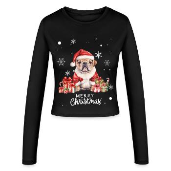 Hunde-Weihnachten - Frauen Slim Fit Langarmshirt - Schwarz - Vorne - AI Model Female 172 light (172cm)