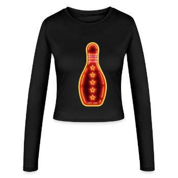 Bowling rétro - Manches longues slim fit Femme - noir - Devant - AI Model Female 172 light (172cm)