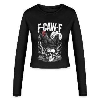 F-CAW-F T-shirt drôle de coq Bird Noise Meme - Manches longues slim fit Femme - noir - Devant - AI Model Female 172 light (172cm)