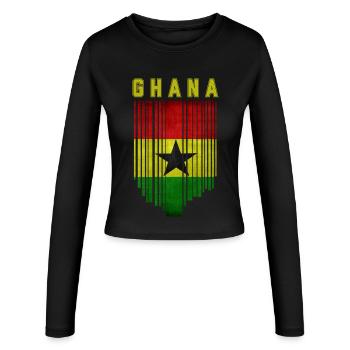 Ghana Flagge, ghanaischer Stolz - Frauen Slim Fit Langarmshirt - Schwarz - Vorne - AI Model Female 172 light (172cm)