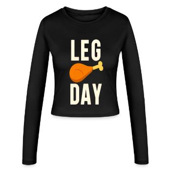 Fun Leg Day Thanksgiving  Costume Turkey Day - Women's Slim Fit Longsleeve - black - Front - AI Model Female 172 light (172cm)