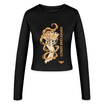 Trading Card Binder CERTIFIE CARD ADDICT Booster - Women's Slim Fit Longsleeve - black - Front - AI Model Female 172 light (172cm)