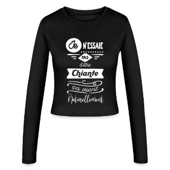je n essaie pas d être chiante... - Manches longues slim fit Femme - noir - Devant - AI Model Female 172 light (172cm)